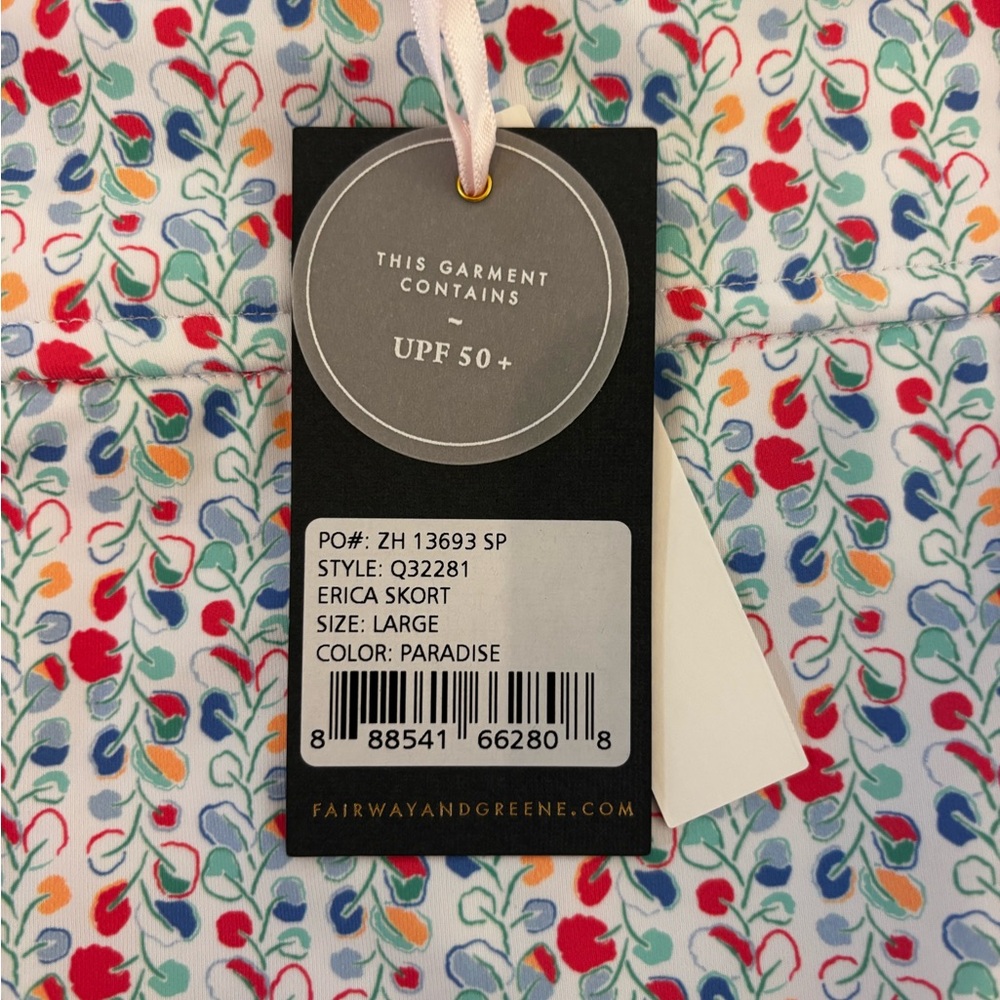 Fairway & Greene Paradise Floral Skort L UPF 50 Golf Tennis Athletic Skirt Short - Picture 8 of 14